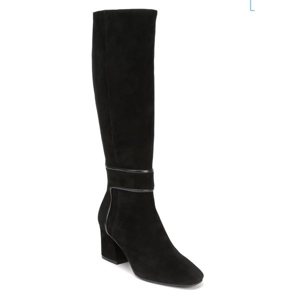 Donald Pliner GOA Black Suede Knee-High Block Heel Boots Size 6 riding heeled - Picture 1 of 12